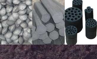 Coal briquette types collection